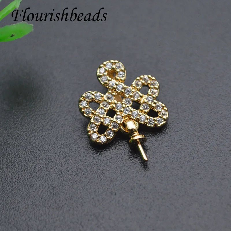 13x17mm Paved CZ Beads Clip for DIY Jewelry Making 20pcs/Lot