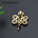 13x17mm Paved CZ Beads Clip for DIY Jewelry Making 20pcs/Lot