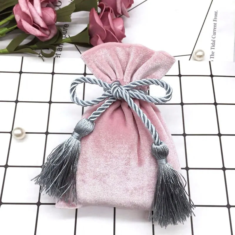 13x18cm Lake Velvet Bags With Tassel 1pcs Purple Red Jewelry Packing Bags