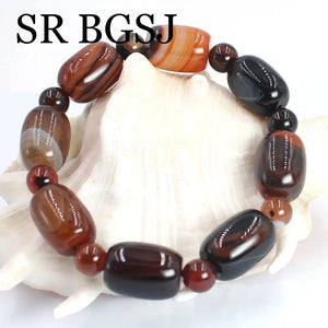 Natural Stone Dream Lace Agat Gems Stretchy Bracelet 7inch