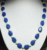 Oval Lapis Lazuli & White Pearl Necklace 18"