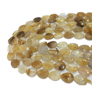 13x18mm Natural Citrine Flat Water Drop Gemstone Faceted Beads