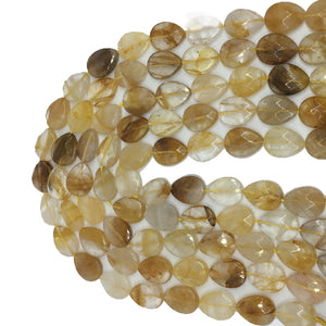 13x18mm Natural Citrine Flat Water Drop Gemstone Faceted Beads