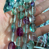 Natural Fluorite Stone Beads 15'' Oval Purple Green DIY Loose Beads