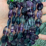 Natural Fluorite Stone Beads 15'' Oval Purple Green DIY Loose Beads