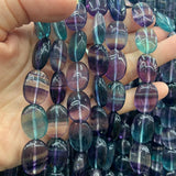 Natural Fluorite Stone Beads 15'' Oval Purple Green DIY Loose Beads