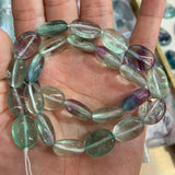 Natural Fluorite Stone Beads 15'' Oval Purple Green DIY Loose Beads