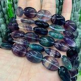 Natural Fluorite Stone Beads 15'' Oval Purple Green DIY Loose Beads