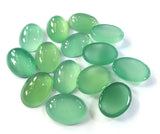 Natural Green Agate Beads 10pcs Oval Gem Stone Bead