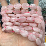 Natural Rose Quartz Beads 15'' Faceted Oval DIY Loose Beads