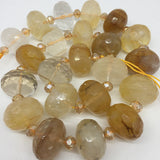 13x18mm Yellow Crystal Citrine Multifaceted Rainbow Gemstone DIY Beads