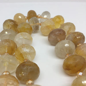 13x18mm Yellow Crystal Citrine Multifaceted Rainbow Gemstone DIY Beads