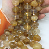 13x18mm Yellow Crystal Citrine Multifaceted Rainbow Gemstone DIY Beads