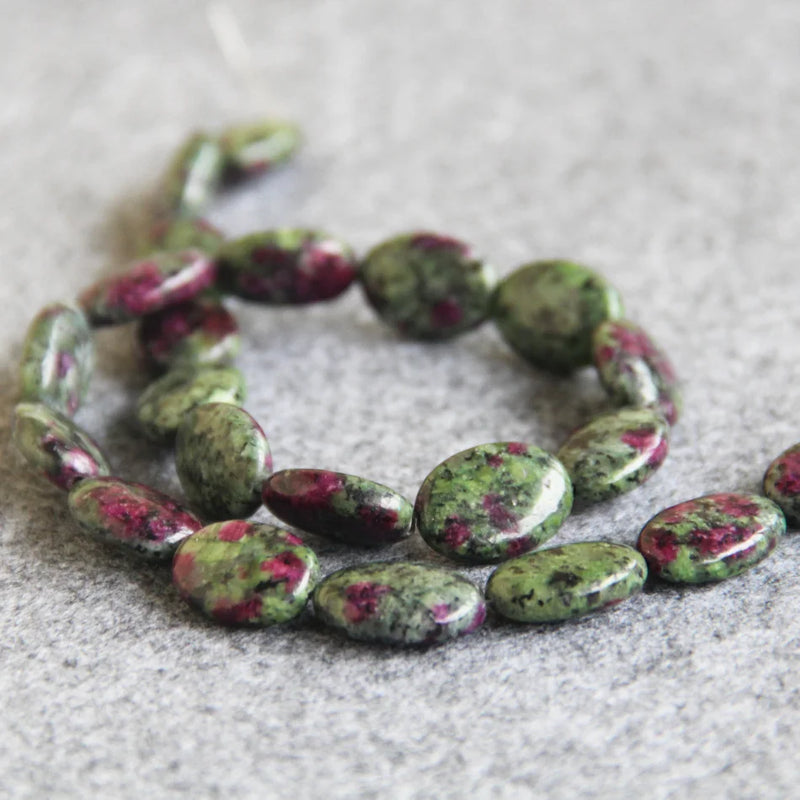 Multicolor Green Zoisite Stones 13x18mm Oval Shape Loose Beads 15inch 2pc/lot