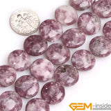 13x18mm Tear Drop Purple Lepidolite Coin Stone Beads 15 Inch Strand