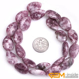13x18mm Tear Drop Purple Lepidolite Coin Stone Beads 15 Inch Strand