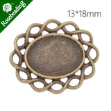 13x18mm Oval Charm Tray Antique Bronze Plated 20pcs