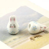 Rabbit Shape Ceramic Beads 4mm Hole Hand Painted Spacer Porcelain Beads