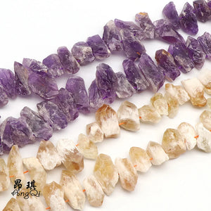 13x30mm Amethysts Citrines Quartz Freeform Raw Nugget Beads 15Inches
