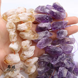 13x30mm Amethysts Citrines Quartz Freeform Raw Nugget Beads 15Inches