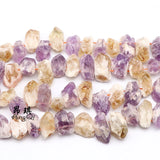Mix Amethysts Citrines Quartz Rough Beads 15''