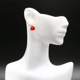 Heart Shape Orange Spessartine Garnet CZ 925 Silver Stud Earrings