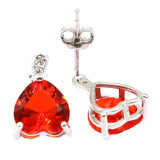 Heart Shape Orange Spessartine Garnet CZ 925 Silver Stud Earrings