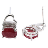 Real Red Ruby Sapphire Stud Earrings