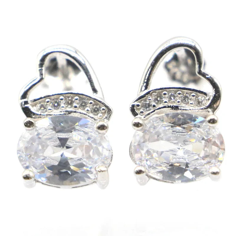 Real Red Ruby Sapphire Stud Earrings