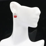 Real Red Ruby Sapphire Stud Earrings