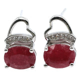 Real Red Ruby Sapphire Stud Earrings