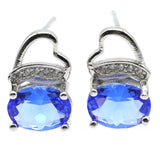 Rich Violet Tanzanite Stud Earrings 925 Sterling Silver Gift For Sister