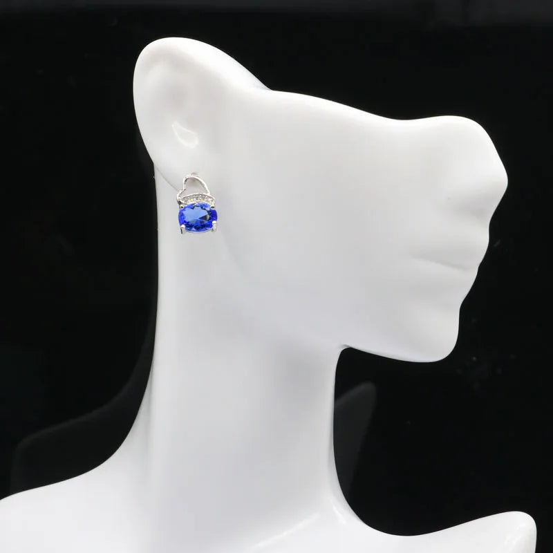 Rich Violet Tanzanite Stud Earrings 925 Sterling Silver Gift For Sister