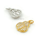 Micro Pave Clear CZ Gourd Charm for Bracelets or Necklaces Jewelry