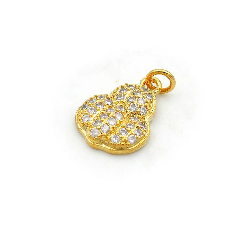 Micro Pave Clear CZ Gourd Charm for Bracelets or Necklaces Jewelry