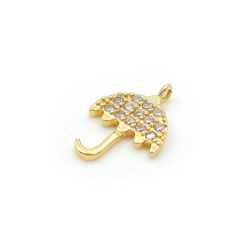 Micro Pave Clear CZ Umbrella Charm for DIY Bracelets or Necklaces