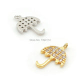 Micro Pave Clear CZ Umbrella Charm for DIY Bracelets or Necklaces