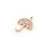 Micro Pave Clear CZ Umbrella Charm for DIY Bracelets or Necklaces