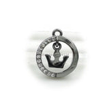 Micro Pave Clear CZ Round With Crown Charm for Men and Women