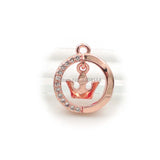 Micro Pave Clear CZ Round With Crown Charm for Men and Women