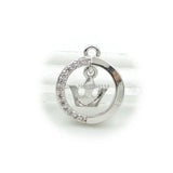 Micro Pave Clear CZ Round With Crown Charm for Men and Women