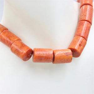 Natural Sea Coral Abacus Beads Charm for DIY Necklaces, 24mm Cylinder Pendant