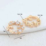 14K Brass Zircon Flowers Connect Charms Pendants Necklace Jewelry