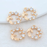 14K Brass Zircon Flowers Connect Charms Pendants Necklace Jewelry