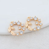 14K Brass Zircon Flowers Connect Charms Pendants Necklace Jewelry