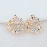 14K Brass Zircon Flowers Connect Charms Pendants Necklace Jewelry