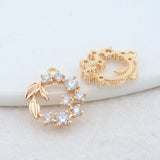 14K Brass Zircon Flowers Connect Charms Pendants Necklace Jewelry