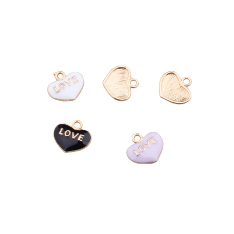 70Pcs Glazing KC Alloy Heart Pendants Charms Jewelry Findings Accessoires