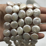 14-15mm Coin Shape 15'' Cultured Freshwater Pearls Necklace Beads