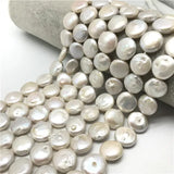 14-15mm Coin Shape 15'' Cultured Freshwater Pearls Necklace Beads